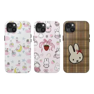 This Miffy rabbit-themed, adorable, and uniquely artistic painted phone case is durable and compatible with iPhone 17, Pro Max, 16, 15, 14, 13, 12, 11, and Samsung S21, S22, S23, S24, and S25. It's the cutest 2-in-1 rabbit protective case.