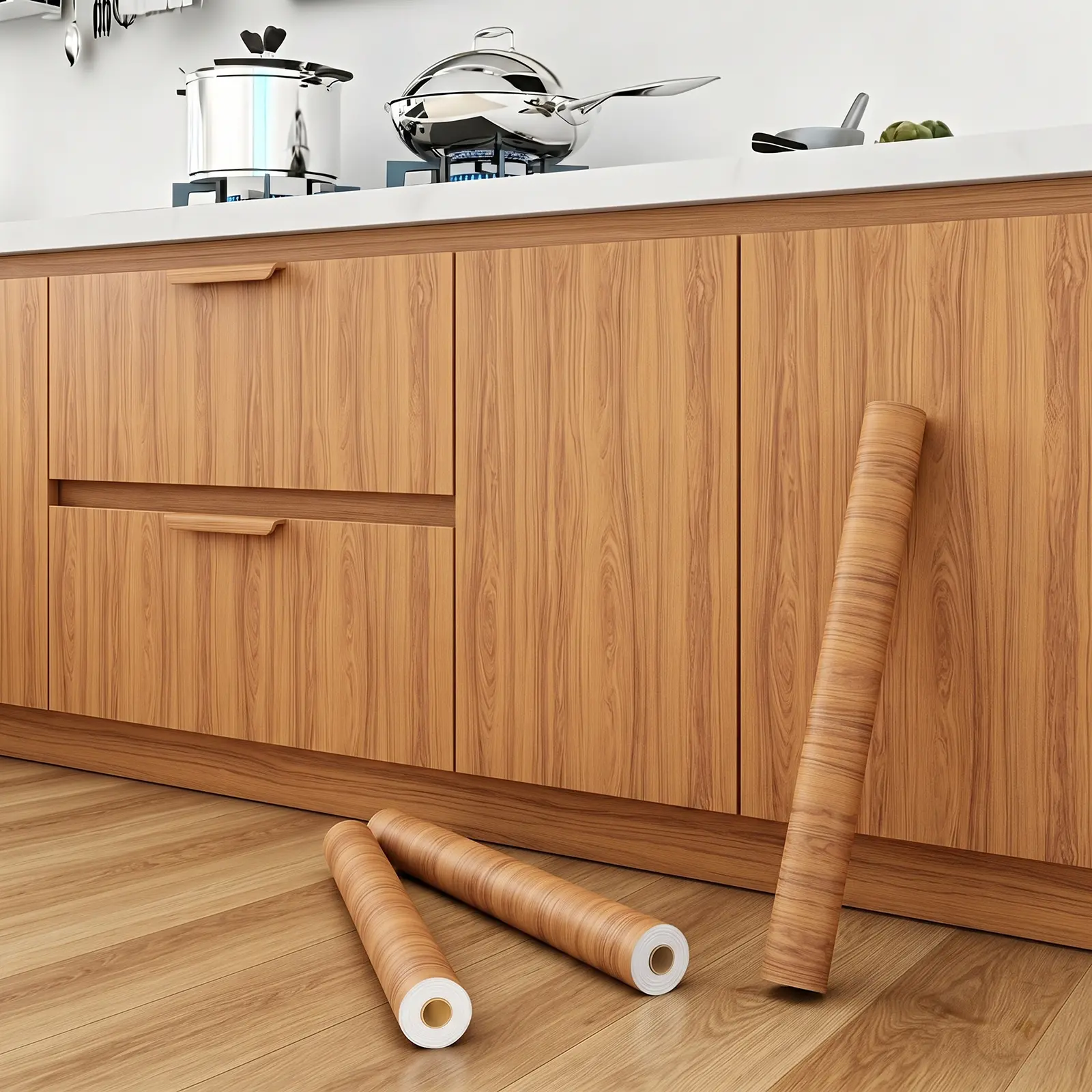 Thick Waterproof Removable PVC 3D Wood Grain Wallpaper Roll - Renter-Friendly Self-Adhesive Vinyl Sheet Wallpaper, Anti-Static, Heat-Resistant, Customizable Decorative Film for Quick Indoor Renovation (Bathrooms, Closets)