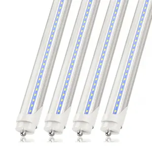 4pcs 8ft LED tube lights, T8 8foot Bulbs, 45W 5000K Daylight, Clear cover, Fa8 Single pin, T10 T12 fluorescent replacement, Ballast bypass, Ceiling lights for shop garage commercial Ilumination Lighting
