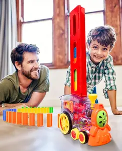 Domino Train, Automatic Domino Blocks Building Set Plastic Kids Children Creative Toy Game Educational Play for 3-12 Year Old Boys and Girls (60pcs)