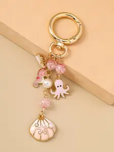 Starfish Keychain Cartoon Seahorse Octopus Key Ring, Cute Animal Design, Perfect Gift for Kids & Adults, Unique Backpack Accessory