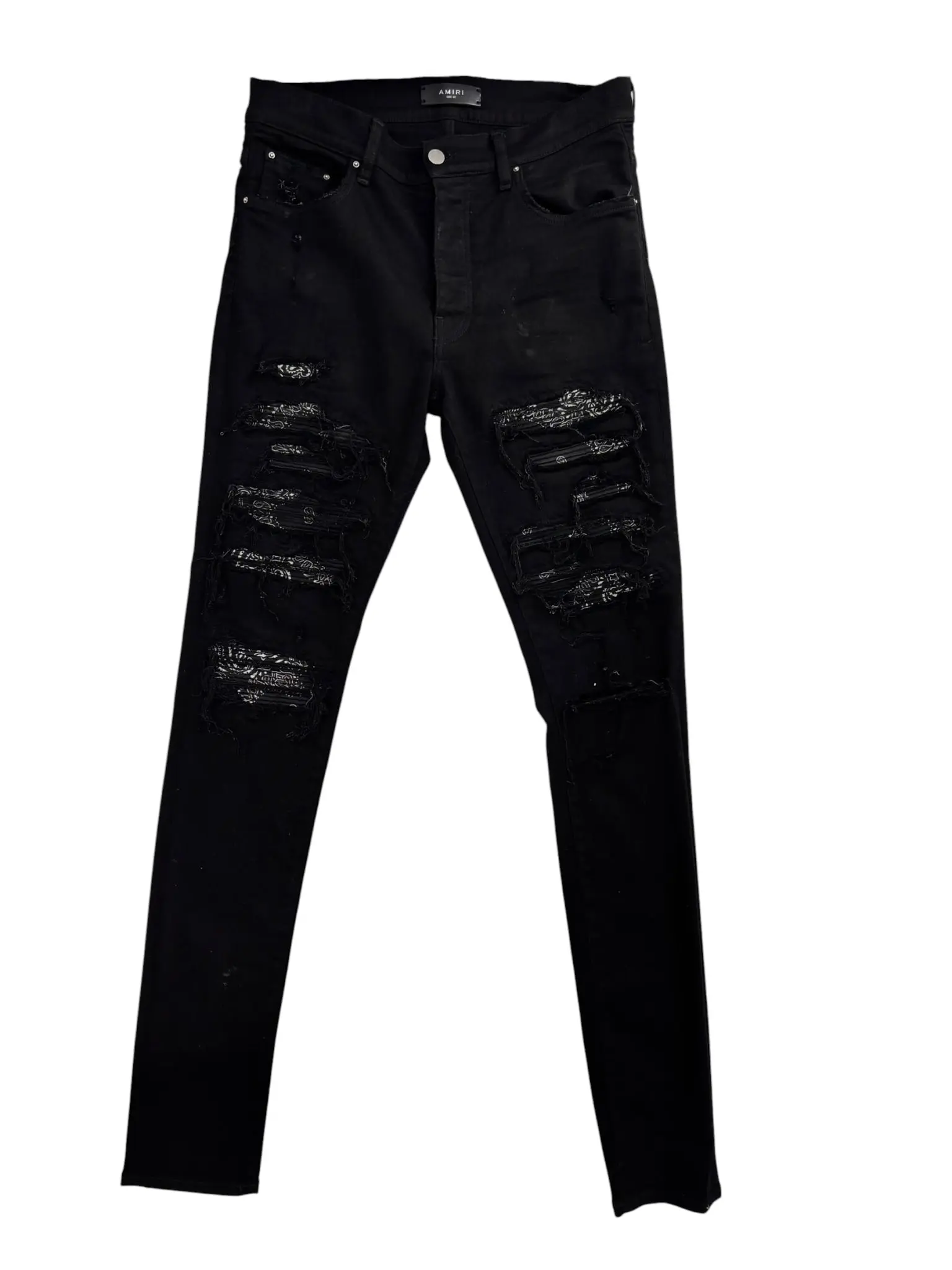 Amiri Mx1 Paisley Ribbed Denim Black