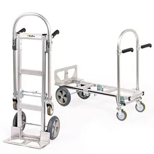 HaulPro Junior Heavy Duty Convertible Hand Truck with Double Grip Handles - Aluminum Dolly Cart for Moving - 1,000 LB Capacity - Converts from Hand Truck to Platform Push Cart - 52" L x 41" W x 44" H