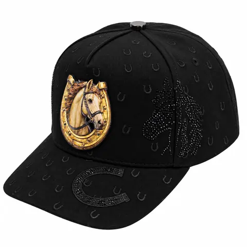 Mad Monkey Scty. Golden Stallion Snapback Hatt - Unisex Streetwear Cap with 3D Mixed Media Patch and Embroidery