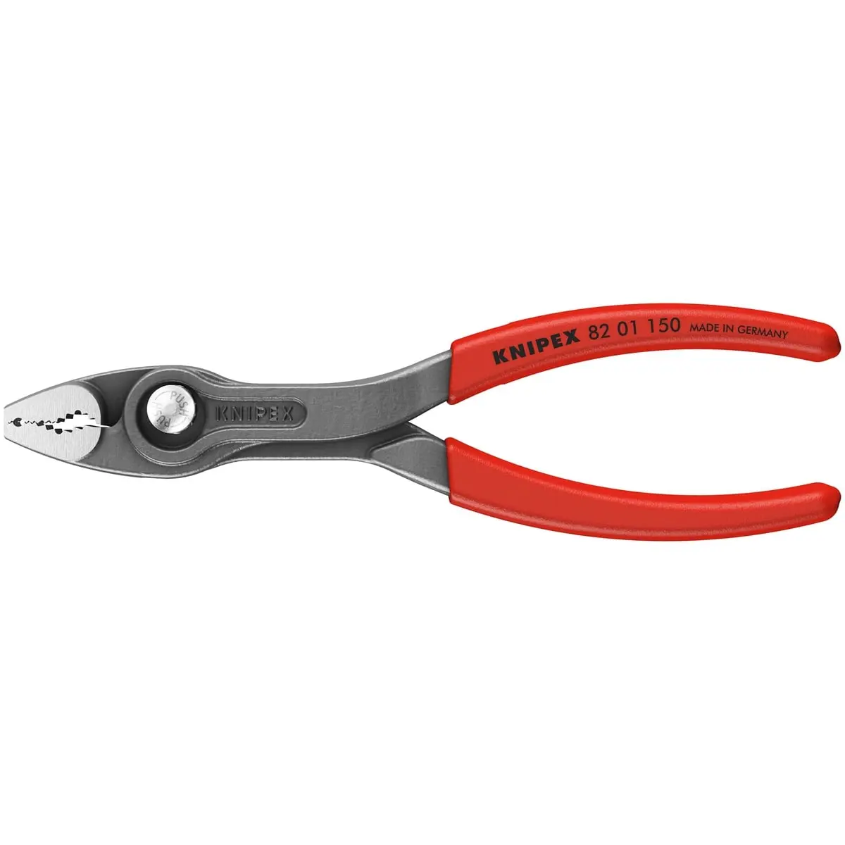 Knipex 6 in. (6" Size) Chrome Vanadium Locking-Jaw Pliers with Molded Grips, Front & Side Gripping Areas, Pinch Guard, Push Button Adjust, Round/Square/Hex Compatibility, 0.32 lbs Durable Hand Tool for Screw Stripping, 6 Inches