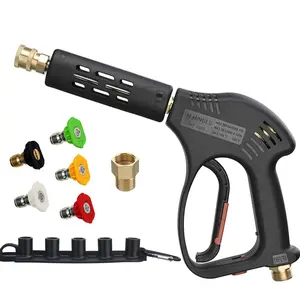 M MINGLE Short High Pressure Washer Spray Lance, 5000 PSI,Replacement for Hot and Cold Water,M22 Fitting, 5 Nozzle Tips cleaning carwasher