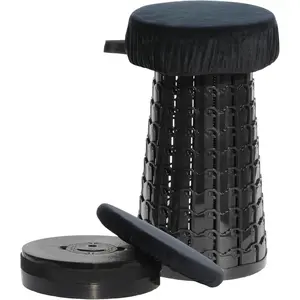 Upgraded 19.7 Inch Collapsible Stool with 1.38 Inch Thicker Cushion, Portable Telescoping Foldable Stool for Adults, 1000lbs Max Weight Heavy Duty Portable Chair for Outdoor Travel & Camping