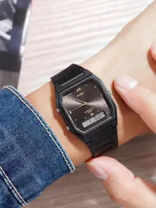 Skmei Small Square Watch, Lightweight Quartz Digital Dual Mode, Casual Style, Dial, Buckle Closure, All Seasons Wear, Waterproof Wristwatch