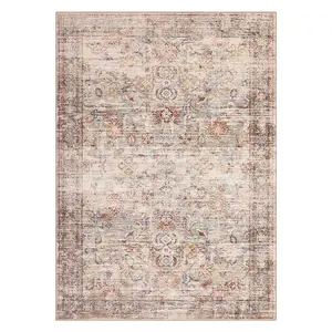 5'x7' Area Rugs for Living Room Vintage Washable Non Slip Rugs for Dining Room Bedroom Indoor Rugs for Office Caramel