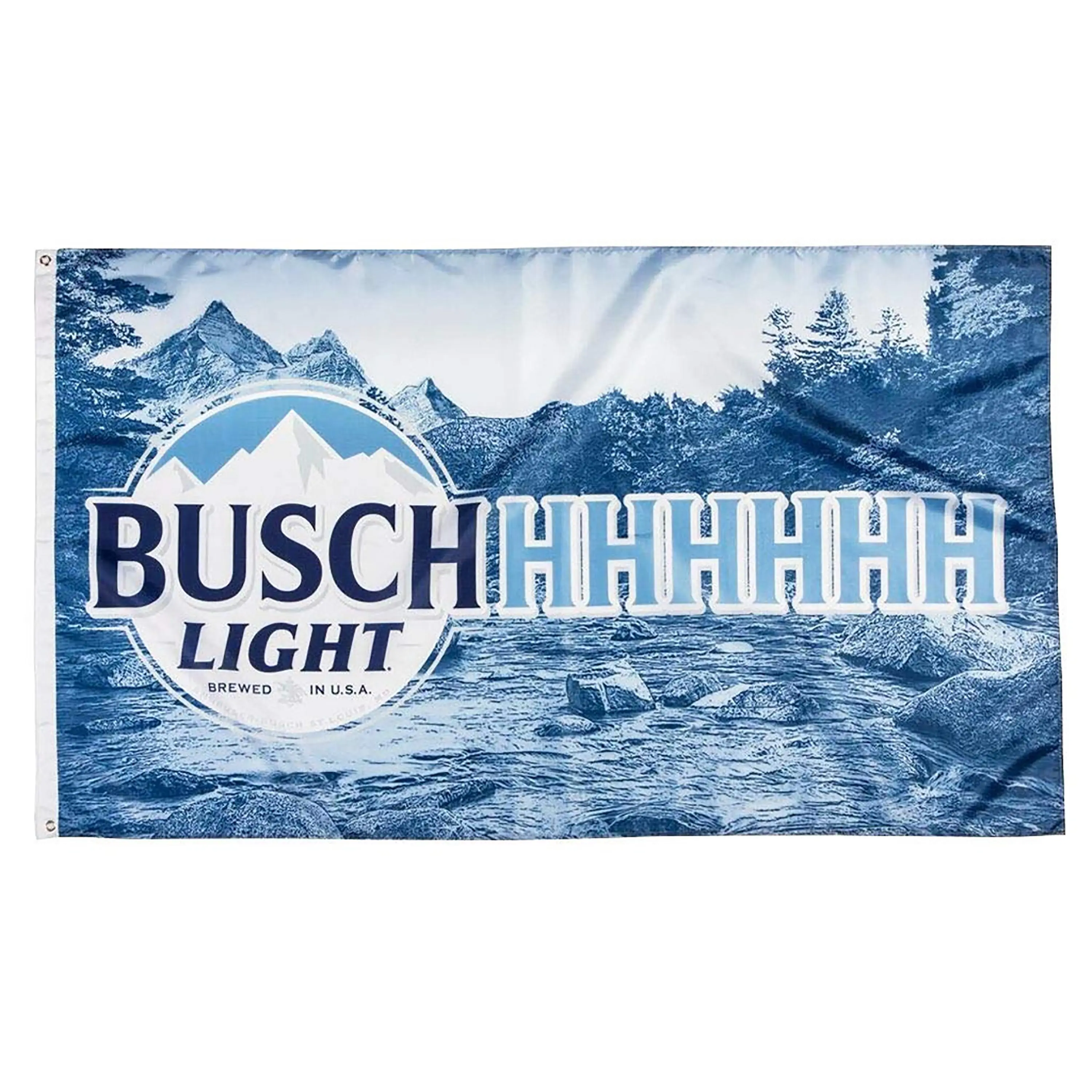 Buschhhhhh Light Blue Mountain Flag - Beer Tapestry Wall Decor  - Wall Flag - Room Banner - Dorm Decor - Man Cave - Funny Flag - Frat Flag - College Flag - Wall Tapestry - Garage Banner - Room Flag
