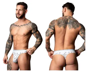 Men's Low-Rise Classic Plush Modal Thong Underwear, Contoured Pouch, Hip-Skimming Fit, Printed Fabric, Comfortable Elastic Waistband