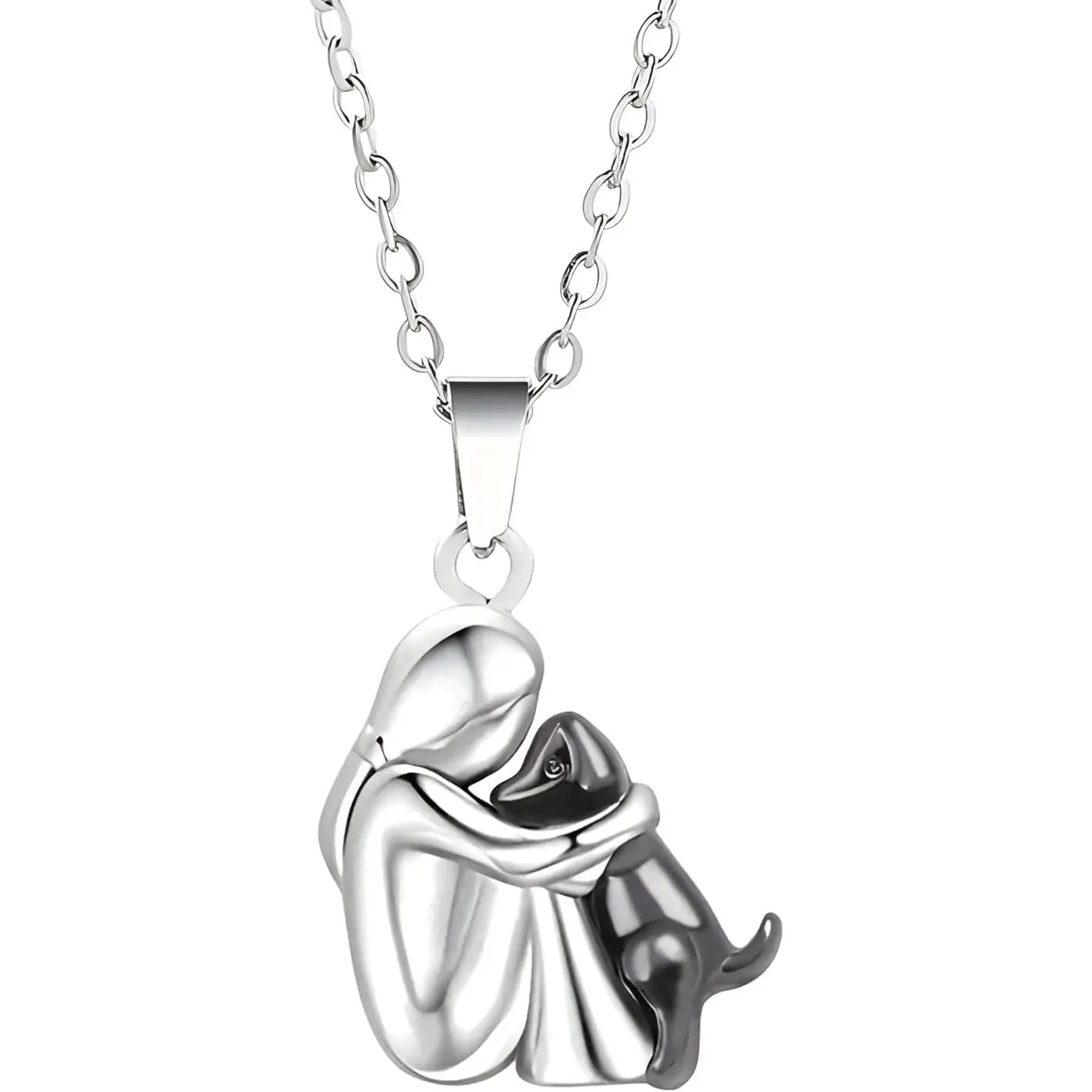 925 Sterling Silver Hug Necklace For Women And Men, 14K Yellow Gold Hugged Dog Necklace, Mom And Hug, Hug Angel Wings Pendant, Two Hands Hugs And Kisses Necklace, Hugging Necklaces For Women