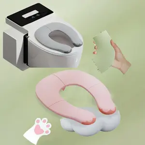 Portable Foldable Travel Toilet Seat Cover for Kids, Anti-Slip Rubber Pad, Suitable for Boys and Girls, Washable, Stainless Steel Axle Design, Toilet Seat Protector