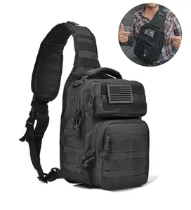 Tactical Shoulder Bag For Men - Military Sling Backpack, Chest Pack For Travel, Crossbody Bag For Camping, Compact Hiking Bag Every Day Outdoor EDC Gear For Range, Concealed Carry, Water Resistant Durable Bag