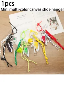 Mini Multi-Color Canvas Shoe Keychain Bag Charm, High-Quality Fabric Material, Vintage Street Style Design, Trendy Sports Aesthetic
