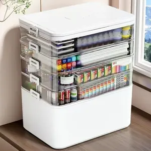 Multifunctional Plastic Sewing Craft Tool Box, Organizer with Storage Container, Ideal for Medicines, Hair Accessories, Art Supplies, Home Organization, Transparent