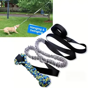 Heavy-Duty Nylon Tug Dog Toy, Durable Elastic Pull Rope Toy for Medium & Large Dogs, Bite-Resistant Interactive Hanging Tug Toy for Strong Chewers, Teeth Cleaning & Boredom Relief Toy for Indoor & Outdoor Play