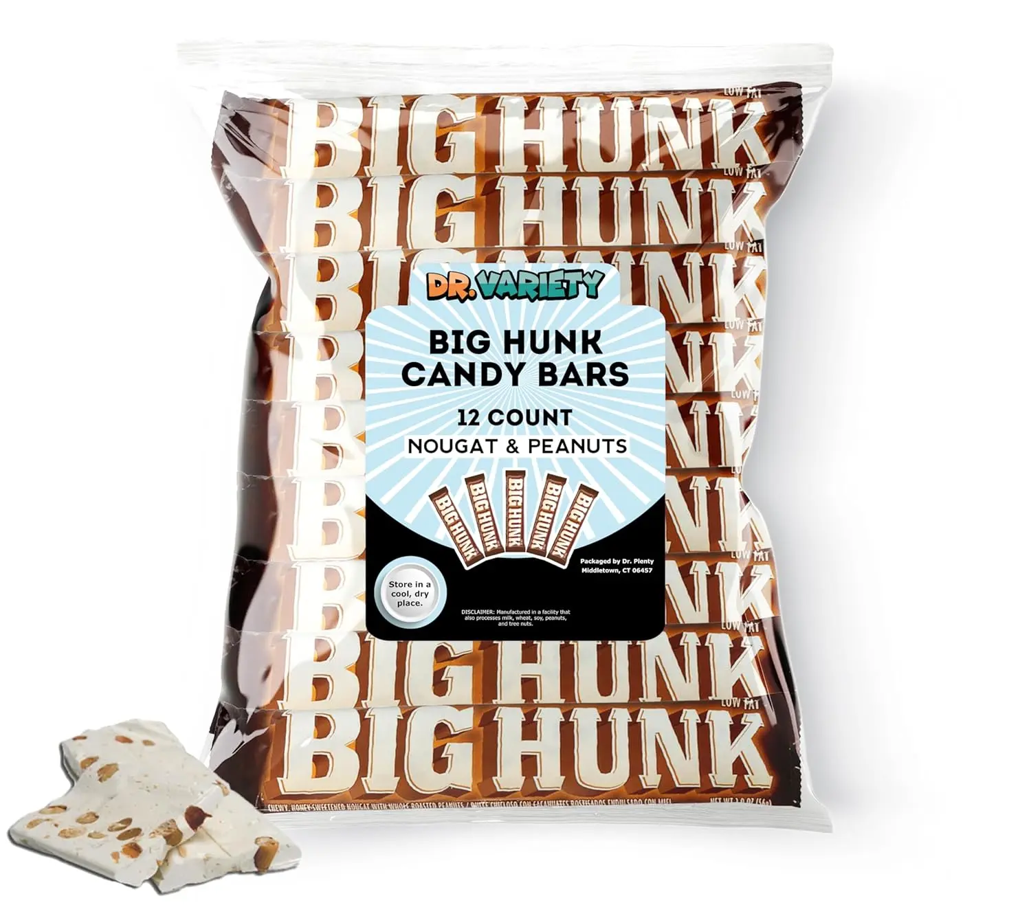 Annabelle’s Big Hunk Candy Bars, 1.8 oz Full Size (12 Pack) – Old Fashioned Nougat with Roasted Peanuts – Gluten Free Classic Chewy Candy Bars – Bulk Box for Sharing, Gifting, and Pantry Stocking