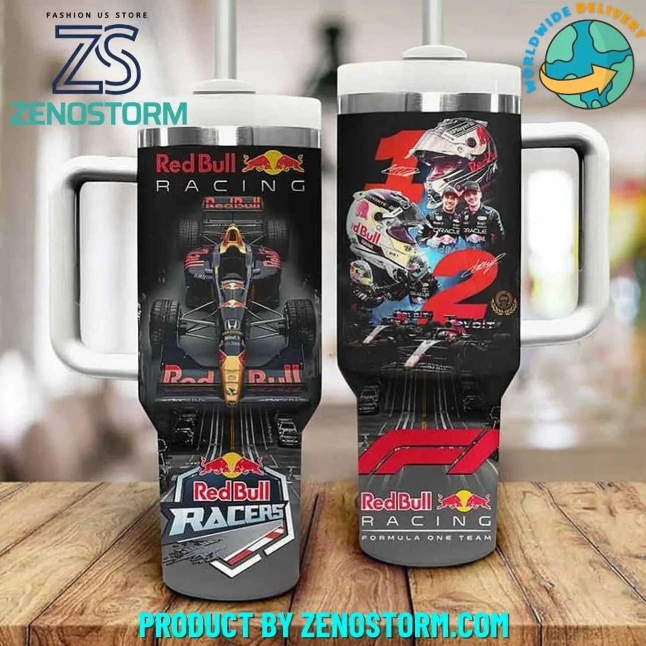 RB Formula Racing Fan Inspired Tumbler with Handle, Leak-Proof and Stylish for Everyday Use