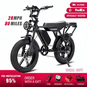 【TOWERREY】2026 | 1500W Adult Electric Bicycle, Full Suspension, Top Speed 28 mph, Range 80-80 miles | 48V 15Ah Removable Battery, LED Front Light, 20-inch All-Terrain Fat Tires | UL2849 Certified Electric Bicycle | Factory Original | Mother's Day Gift