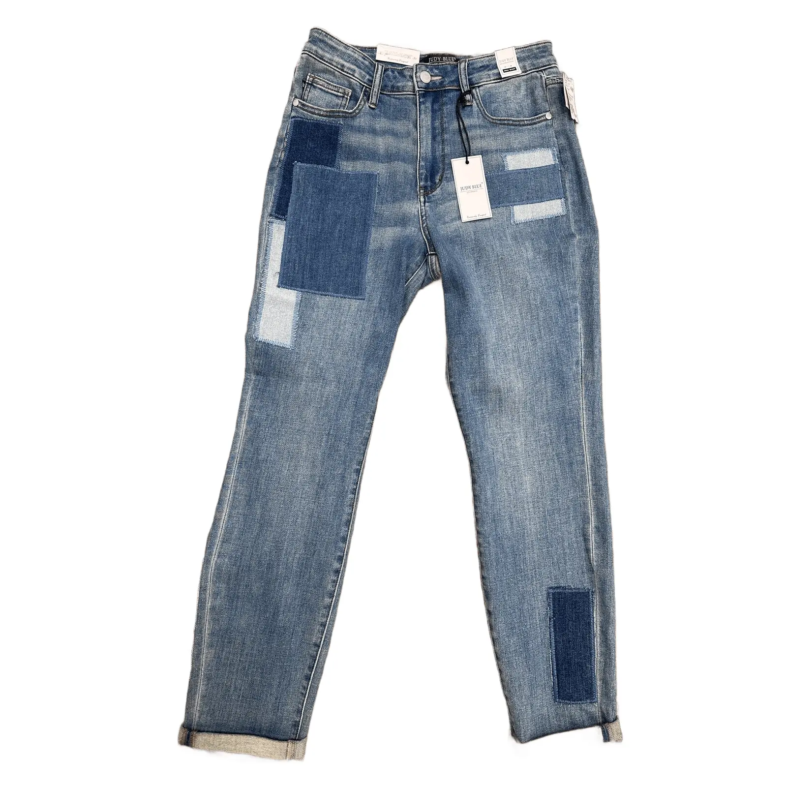 Judy Blue Patchwork Denim Boyfriend High Waist Denim Jeans