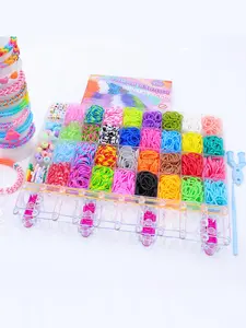 Rainbow color Bands Craft Kit Bead Looms Rubber Bands for DIY Bracelet Making, Cute Animal & Floral Designs with Letter Charms - Creative Gift Idea for women, No Power Needed