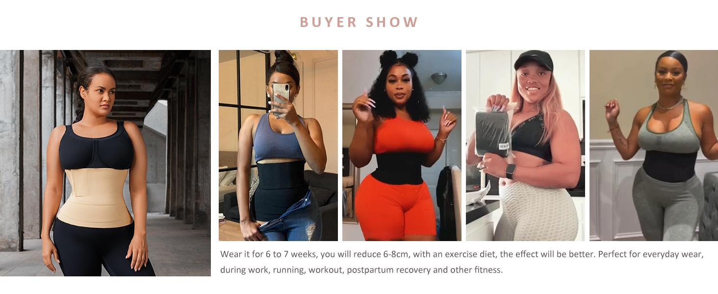 LOVERBEAUTY Waist Trainer for Women Sauna Trimmer Belt Girdle Waist Cincher Tummy Wrap Plus Size Snatch Me Up