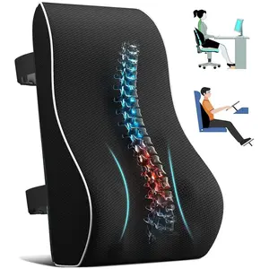 Back Pillow, 1 Count Lumbar Cushion With 3D Mesh Cover, Memory Foam Lumbar Cushion For Car Office Chair