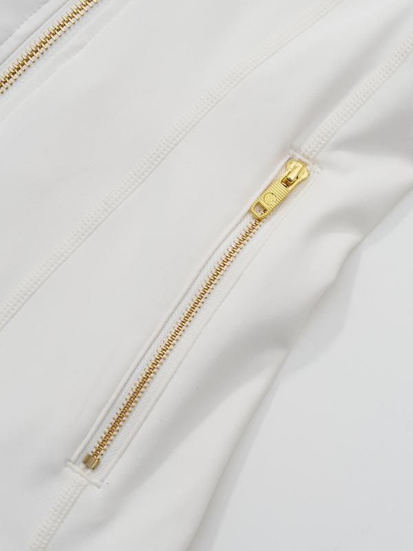 【Golden Zipper】【Gardenia Fragrance】Soft Brushed Women's Sporty Jacket, 25'' Inseam Leggings. Golden Zipper Jacket with Pockets, Yoga Pants, Thumbholes Design, Casual Wear for Women