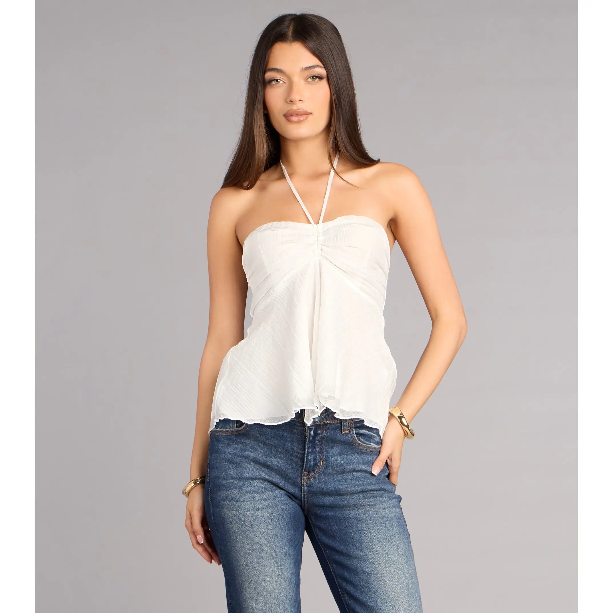 Effortless Charm Babydoll Halter Top