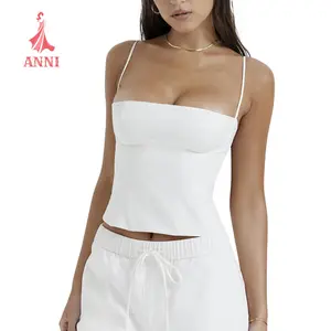 Women's Summer Fitted Cami Tops Solid Color Sleeveless Backless Cropped Going Out Tops