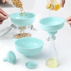 Wide Mouth Versatile Funnel, Canning Funnels for Kitchen Use, Food Grade Plastic Cooking Funnel Set with  1 Strainers for Filling Different Bottles and Bags.