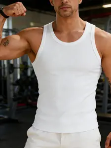 Men's European Style Ribbed Slim Fit Tank Top, Summer Fitness Muscle Training Breathable Sleeveless Shirt, Ideal for Gym Workouts, Sports Tank Tops