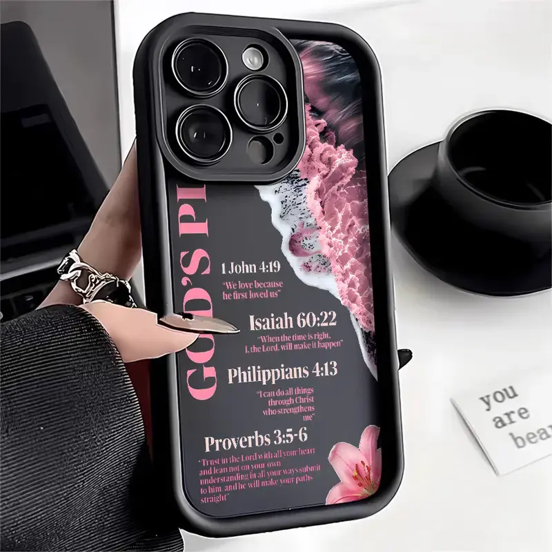 Bible Verses About God's Plan Pattern Phone Case – Compatible with iPhone 17, 16, 15 Pro Max, 14, 13, 12, 11, X/Plus Series & Samsung S25 Ultra; Shock-Absorbent TPU Rubber Protective Case; Stylish Accessory & Gift for Men and Women