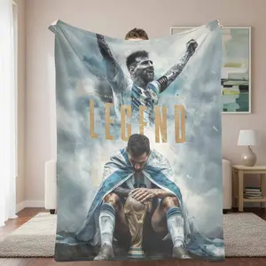 Legend Soccer Champion Flannel Blanket World Cup Victory Print Soft Warm Cozy Durable Perfect for Bedroom Living Room Office Sports Fan Gift