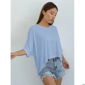 Shirt tiktokEZwearWomen sAsymmetricalHemKnittedT -