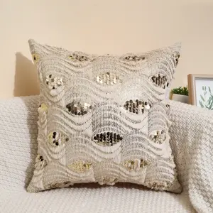 Embroidered Sequins Pillow Cover, Home Decor Sofa Cushion Case, Office Lumbar Support Pillowcase, No Insert Included, 1pc