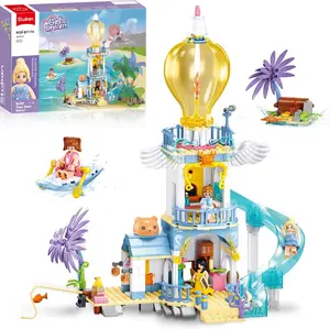404PCS Seaside Lighthouse Building Blocks - Ocean View Model with Dolls