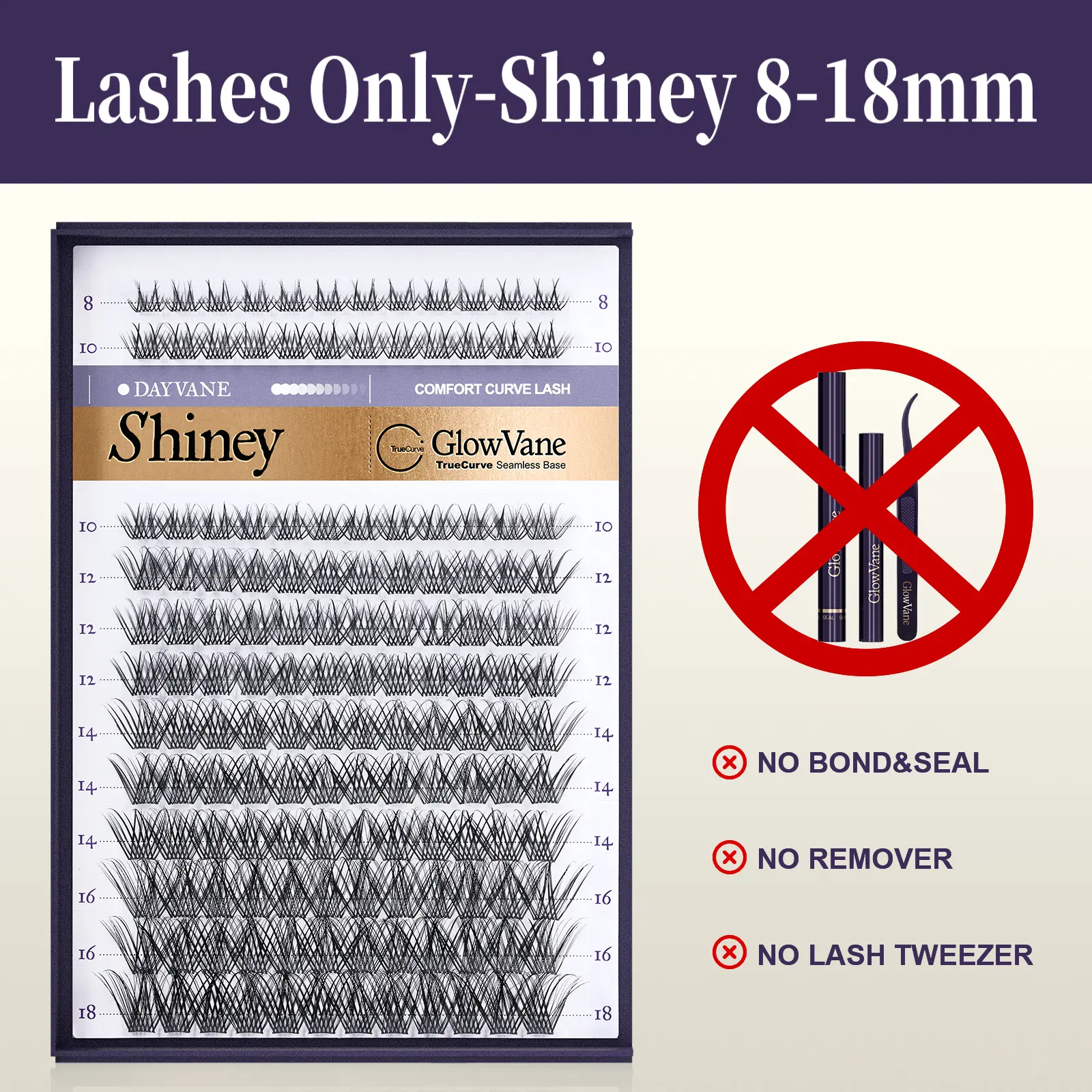 Only Shiney 8-18mm(NO Bond&Seal&Tweezer&Remover)
