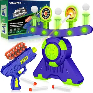 Shooting Games Toy Gift for Age 5, 6, 7, 8, 9, 10+ Years Old Kids, Glow in The Dark Boy Gift Floating Ball Targets with Foam Dart Toy Blaster, 10 Balls 5 Targets