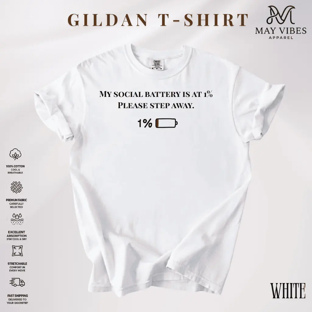 [SALE OFF 50%] My Social Battery T Shirts Introvert Joke 100% Cotton Tops Aesthetic Short Sleeves T-Shirt Crew Neck Tshirt Big Size 5XL