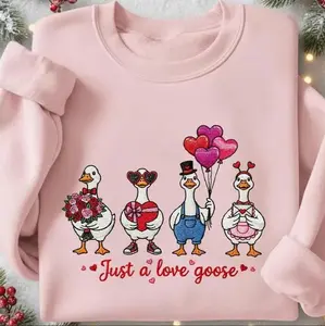 Embroidered Just a Love Goose Valentine Day Shirt, Funny Valentine Shirt, Romantic Goose Shirt, Cute Goose Lover Shirt, Valentines Day Gift