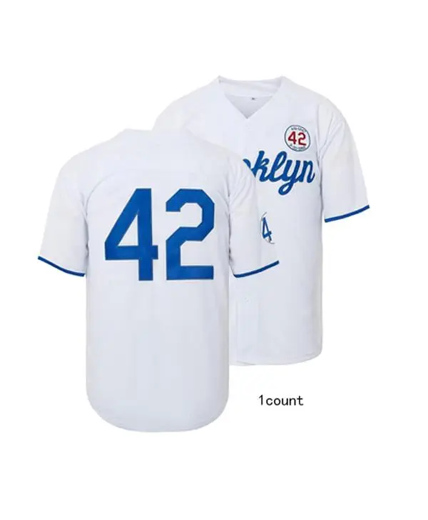 Men's Baseball Jersey, Vintage Brooklyn #42 Breathable Mesh Athletic Top, Button-Up Streetwear with Stitched Lettering, Button-Up Front, Casual Baseball Jersey, Sportswear Top, Streetwear Sport Top