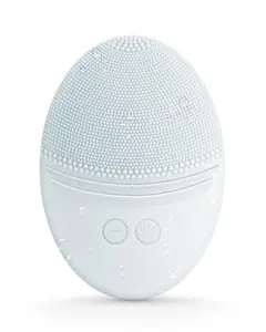 EZBASICS Facial Cleansing Brush made with Ultra Hygienic Soft Silicone, Waterproof Sonic Vibrating Face Brush for Deep Cleansing, Gentle Exfoliating and Massaging, Inductive charging (Light Grey)