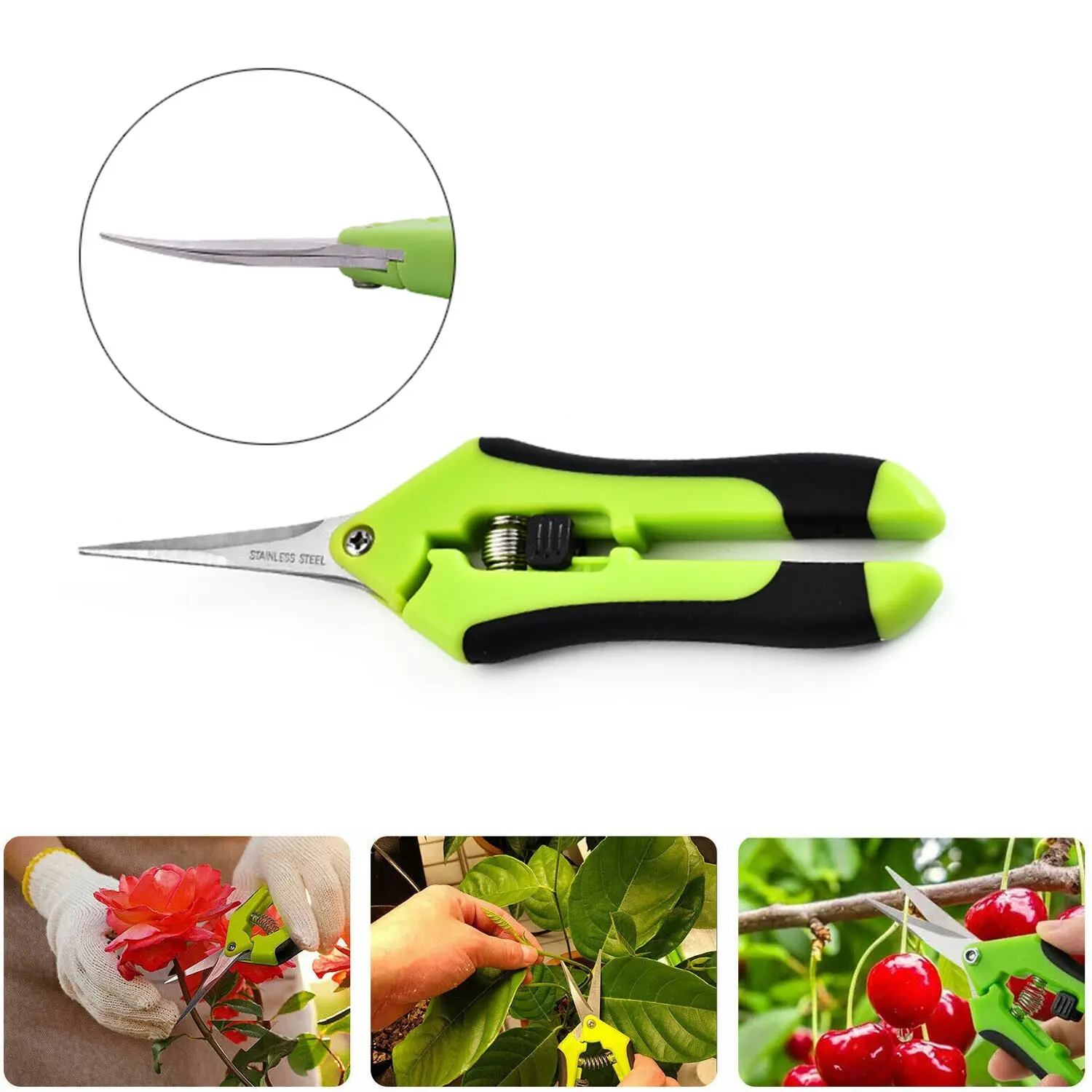 3 Pack Curved Blade Garden Scissors Trimmers Harvest Pruning Plants Trimming