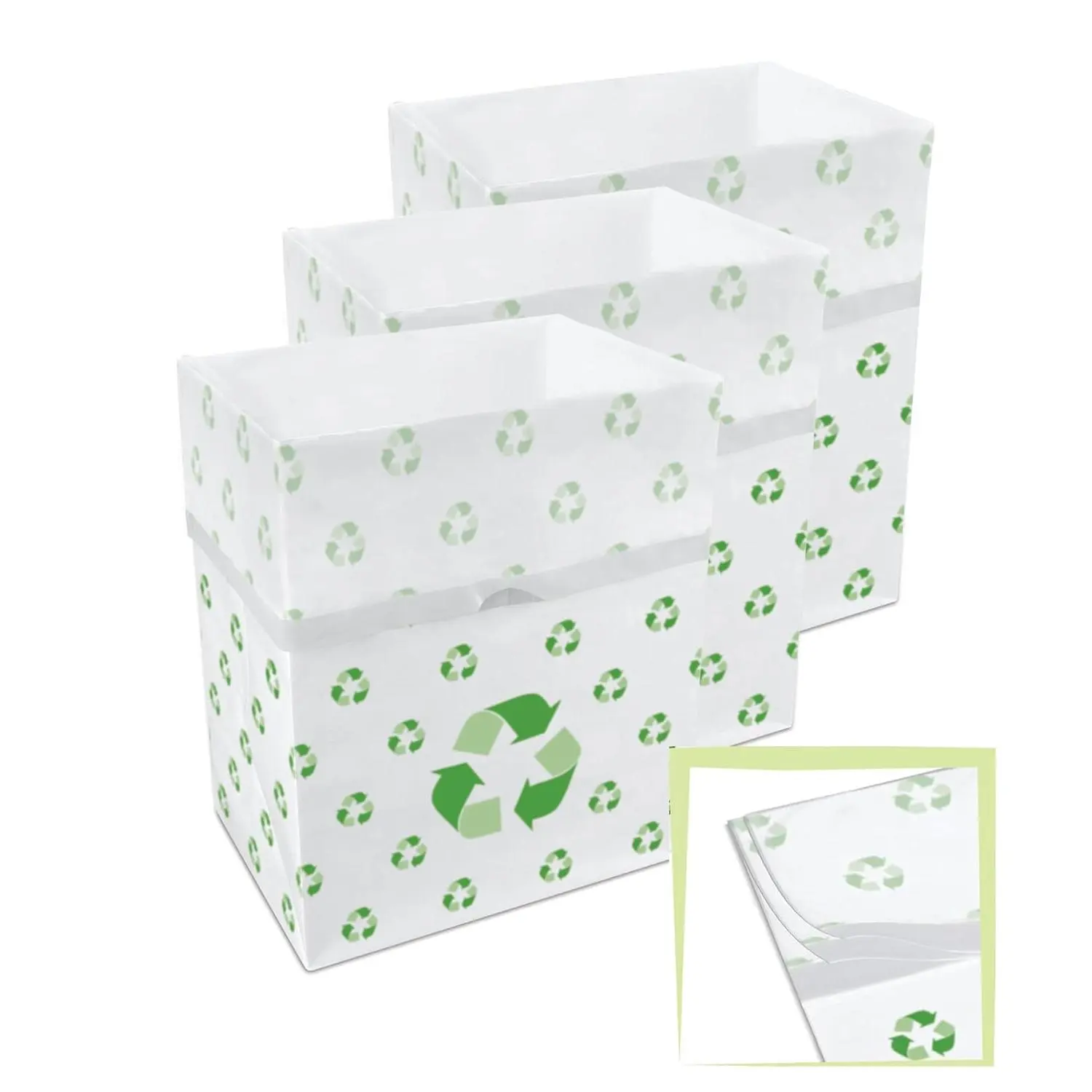 13 Gallon Multi-Liner Disposable Trash Cans (3-Pack) with Fitted Trash Bags -  Garbage and Recycling Bins for Parties, Events, and More (Recycle - 17" Height x 13.5" Width x 10" Depth)