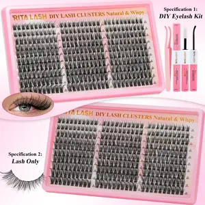 RITALASH 300PCS Lash Clusters Kit Wispy Eyelash Clusters Lashes Natural DIY Lash Extension Kit 10-16mm Cluster Eyelash Extensions Kit 300pcs D Curl Individual Lashes Cluster Eyelash