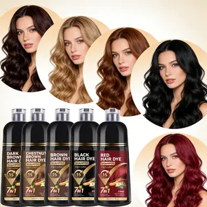 7-in-1 hair dye shampoo, 500 ml, colors hair in 15 minutes with natural shades of dark brown, chestnut, brown. Its gentle, Mild formula colors evenly, reduces dryness and frizz, adds shine and softness, and suits all hair types