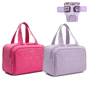 Women's 4-in-1 Puffy Multifunctional Toiletry Bag &Makeup bag&With waterproof layer &Makeup brush storage layer Large Capacity Travel Organizer with 4 Compartments, Outdoor Makeup Pouch (TikTokShopJumpstartSale)