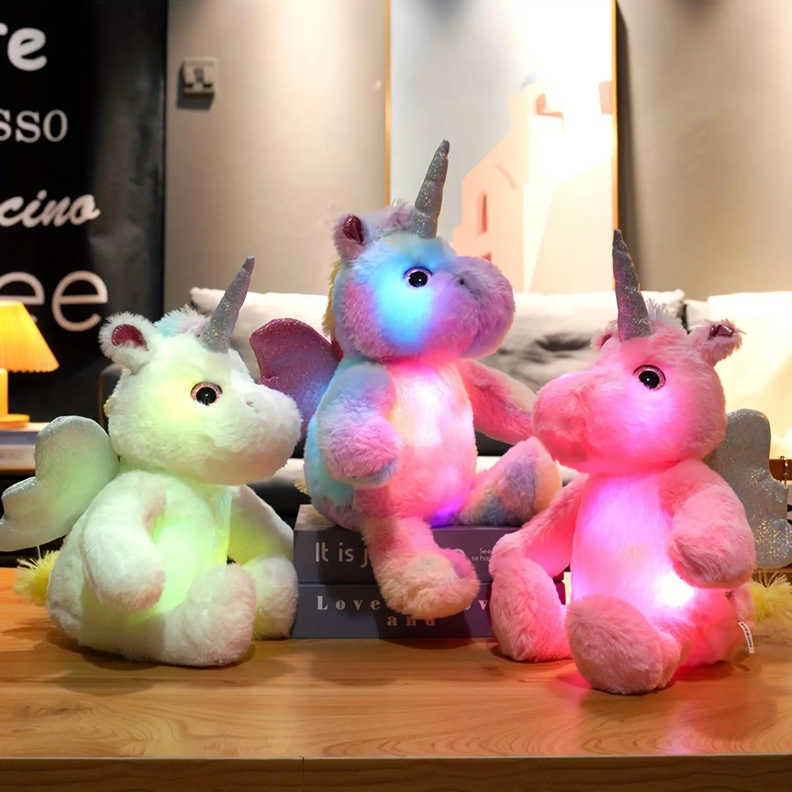 Glowing Unicorn Plush Toy, Cute Unicorn Stuffed Toy, LED Light Up Plush Toy, Birthday Gift for Girls, Home Decoration, Room Decor, Gift for Her, Girl'